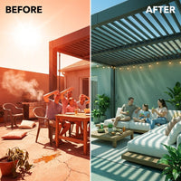 Louvered Pergola, Outdoor Pergola with Adjustable Louvered Roof, Reinforced Aluminum Frame, Integrated Drainage System, Hardtop Gazebo for Patio — Before & After