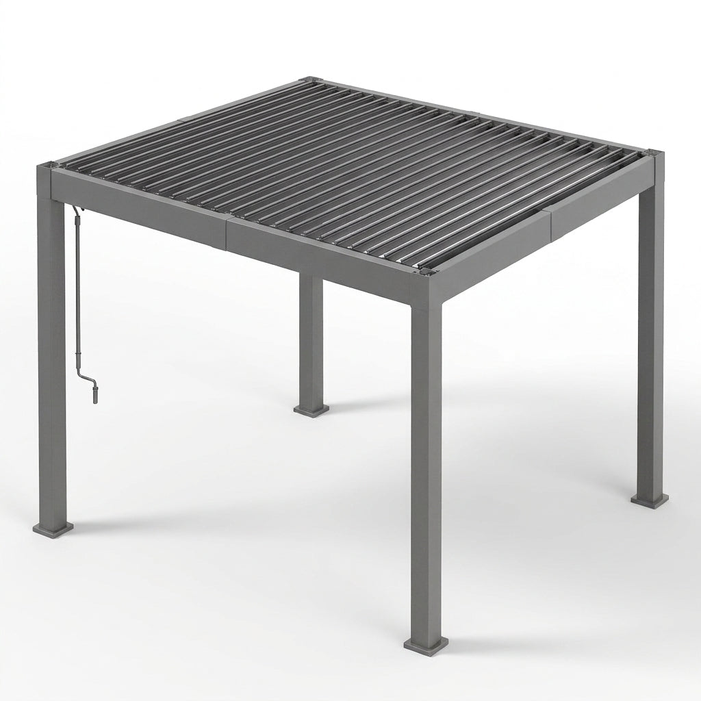 Louvered Pergola, Outdoor Pergola with Adjustable Louvered Roof, Reinforced Aluminum Frame, Integrated Drainage System, Hardtop Gazebo for Patio — Studio Shot