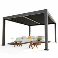 Louvered Pergola, Outdoor Pergola with Adjustable Louvered Roof, Reinforced Aluminum Frame, Integrated Drainage System, Hardtop Gazebo for Patio
